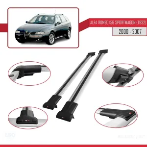 Alfa Romeo 156 Sportwagon (T932) 2000-2007 Arası ile Uyumlu FLY Model Ara Atkı Tavan Barı GRİ thumb 5