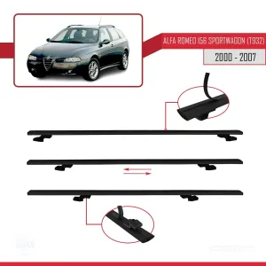Alfa Romeo 156 Sportwagon (T932) 2000-2007 Arası ile uyumlu Basic Model Ara Atkı Tavan Barı SİYAH 3 ADET thumb 5