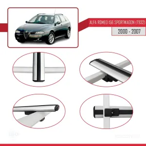 Alfa Romeo 156 Sportwagon (T932) 2000-2007 Arası ile uyumlu Basic Model Ara Atkı Tavan Barı GRİ 3 ADET - Görsel 4