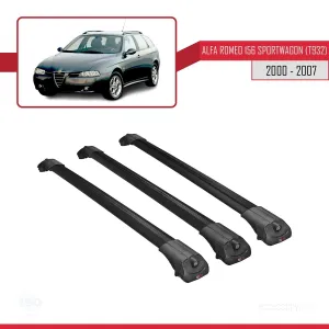 Alfa Romeo 156 Sportwagon (T932) 2000-2007 Arası ile uyumlu ACE-1 Ara Atkı Tavan Barı SİYAH 3 ADET BAR thumb 3