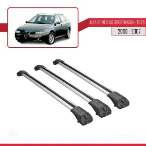 Alfa Romeo 156 Sportwagon (T932) 2000-2007 Arası ile uyumlu ACE-1 Ara Atkı Tavan Barı GRİ 3 ADET BAR thumb 3