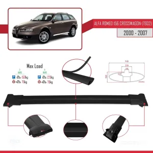 Alfa Romeo 156 Crosswagon (T932) 2000-2007 Arası ile Uyumlu FLY Model Ara Atkı Tavan Barı SİYAH - Görsel 4