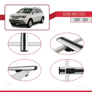 Acura MDX (YD2) 2007-2013 Arası ile uyumlu Basic Model Ara Atkı Tavan Barı GRİ 3 ADET thumb 4