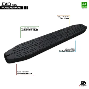 Mercedes X-Class Evo Siyah Yan Basamak 203 Cm 2018-2020 A+ Kalite