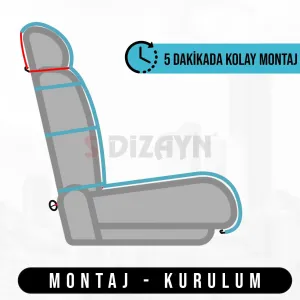 S-Dizayn Oto Koltuk Koruyucu Kılıf Çizgili Füme Beyaz Universal 2 Parça Ön A+ Kalite thumb 5