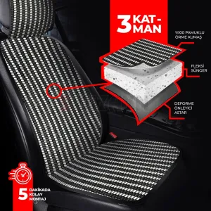 S-Dizayn Oto Koltuk Koruyucu Kılıf Füme Universal 2+1 Parça Ön Arka A+ Kalite thumb 4