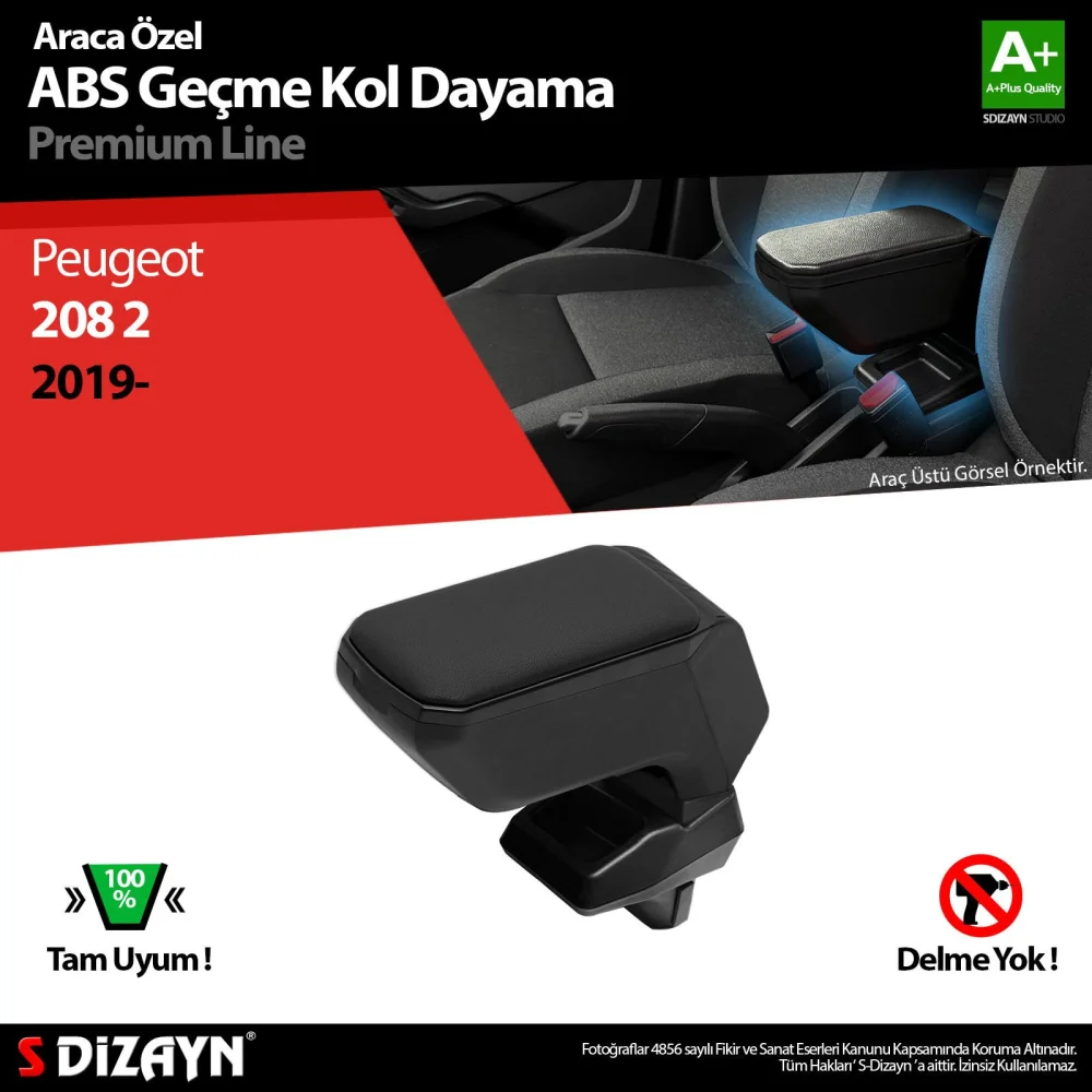 Drs Tuning Peugeot 208 2 Kol Dayama Kolçak Geçmeli ABS Siyah 2019 Üzeri A+Kalite