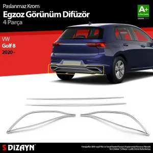 s-dizayn uyumlu VW Golf 8 Egzoz Görünümü Difüzör 4 Prç. 2020 Üzeri modelleri Oto Aksesuar Shop'de. Kaliteli malzeme, hızlı kargo ve güvenli alışverişle hemen
