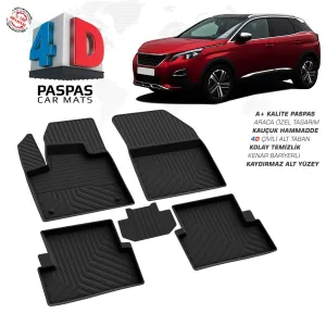 Peugeot 3008 Allure 4D Araca Özel Havuzlu Kauçuk Paspas 2016 ve ÜzeriDRS Tuning kalitesiyle tanışın! Özel olarak Peugeot  model araçlar için üretilen bu ürün, o