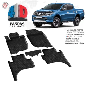 Mitsubishi L200 4D Araca Özel Havuzlu Kauçuk Paspas 2015 ÜzeriDRS Tuning kalitesiyle tanışın! Özel olarak Mitsubishi  model araçlar için üretilen bu ürün, otomo