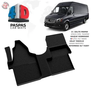 Mercedes-Benz Sprinter W906 4D Araca Özel Havuzlu Kauçuk Paspas 2006-2019 Ön Tek Koltuk
