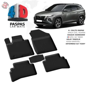 Hyundai Tucson 4 4D Araca Özel Havuzlu Kauçuk Paspas 2021 ÜzeriDRS Tuning kalitesiyle tanışın! Özel olarak Hyundai  model araçlar için üretilen bu ürün, otomobi