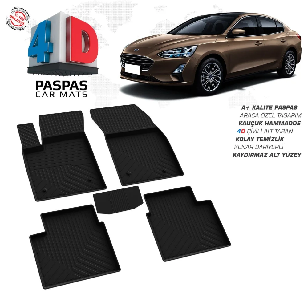 Focus 4 SD 4D Araca Özel Havuzlu Kauçuk Paspas 2018 ve Üzeri