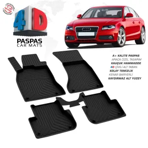 Audi A4 4D Araca Özel Havuzlu Kauçuk Paspas 2008-2015DRS Tuning kalitesiyle tanışın! Özel olarak Audi  model araçlar için üretilen bu ürün, otomobilinizin hatla