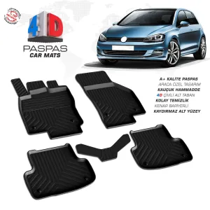 Golf 7 4D Araca Özel Havuzlu Kauçuk Paspas 2013-2020