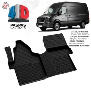Volkswagen Crafter 4D Araca Özel Havuzlu Kauçuk Paspas 2006 Üzeri Ön Çift Koltuk