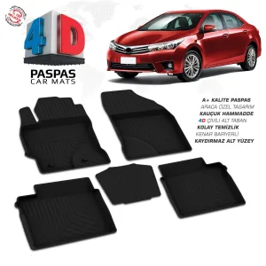Toyota Corolla 4D Araca Özel Havuzlu Kauçuk Paspas 2013-2018DRS Tuning kalitesiyle tanışın! Özel olarak Toyota  model araçlar için üretilen bu ürün, otomobilini