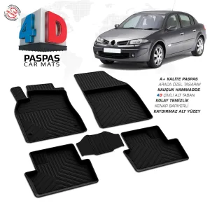 Renault Megane 2 SD 4D Araca Özel Havuzlu Kauçuk Paspas 2002-2008DRS Tuning kalitesiyle tanışın! Özel olarak Renault  model araçlar için üretilen bu ürün, otomo