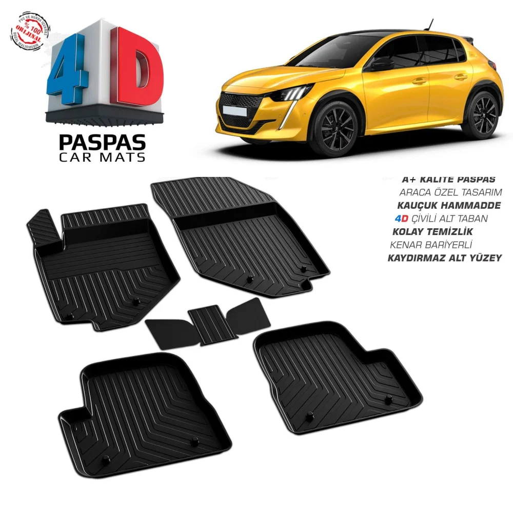 Drs Tuning Peugeot 208 4D Araca Özel Havuzlu Kauçuk Paspas 2019 Üzeri