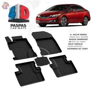 Honda Civic SD 4D Araca Özel Havuzlu Kauçuk Paspas 2012-2016DRS Tuning kalitesiyle tanışın! Özel olarak Honda  model araçlar için üretilen bu ürün, otomobiliniz