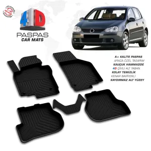 Volkswagen Golf 5 4D Araca Özel Havuzlu Kauçuk Paspas 2004 ve Üzeri