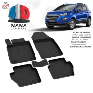 Ecosport 4D Araca Özel Havuzlu Kauçuk Paspas 2018 Üzeri