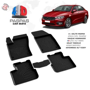 Fiat Egea SD 4D Araca Özel Havuzlu Kauçuk Paspas SiyahDRS Tuning kalitesiyle tanışın! Özel olarak Fiat  model araçlar için üretilen bu ürün, otomobilinizin hatl