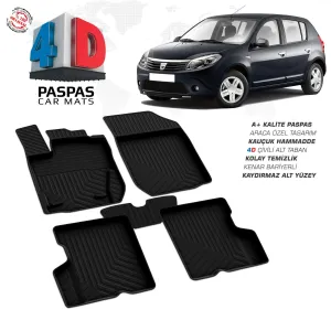 Dacia Sandero 4D Araca Özel Havuzlu Kauçuk Paspas 2008-2013DRS Tuning kalitesiyle tanışın! Özel olarak Dacia  model araçlar için üretilen bu ürün, otomobilinizi