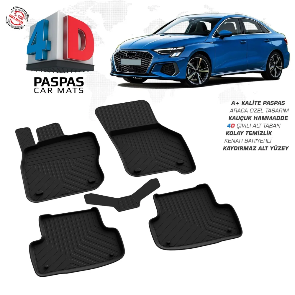Drs Tuning Audi A3 4D Araca Özel Havuzlu Kauçuk Paspas 2020 Üzeri
