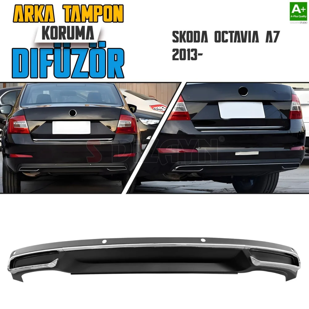 Drs Tuning Skoda Octavia A7 Arka Tampon Koruma Difüzör Egzozlu OEM Stil 2013-2020 A+ Kalite