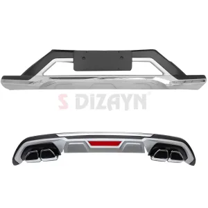 S-Dizayn Hyundai Tucson Ön ve Arka Tampon Koruma Difüzör Seti 2019-2021 A+ Kalite thumb 2