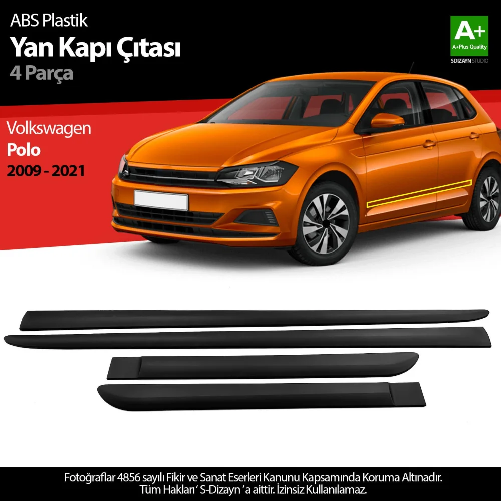 Drs Tuning VW Polo ABS Plastik Yan Kapı Koruma Çıtası 2009-2021 A+ Kalite