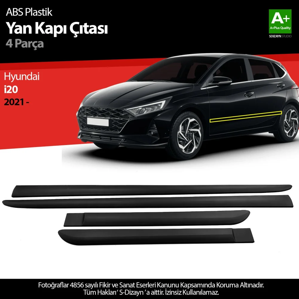 Drs Tuning Hyundai i20 ABS Plastik Yan Kapı Koruma Çıtası 2021 Üzeri A+ Kalite