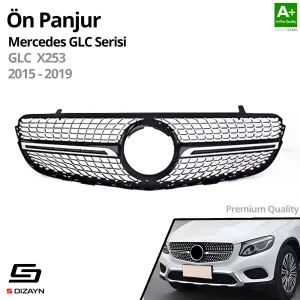 S-Dizayn Mercedes GLC X253 Ön Panjur Parlak Siyah Piano Black Diamond Model 2015-2019 - Görsel 2