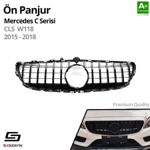 S-Dizayn Mercedes CLS W218 Ön Panjur Parlak Siyah Piano Black GTR Model 2015-2018 - Görsel 2