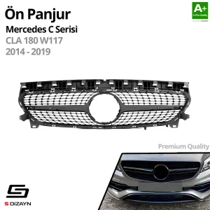 S-Dizayn Mercedes CLA180 W117 Ön Panjur Parlak Siyah Piano Black Diamond Model 2014-2019 - Görsel 2