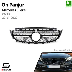 S-Dizayn Mercedes E-Class W213 Ön Panjur Parlak Siyah Piano Black Diamond Model 2016-2020 thumb 2