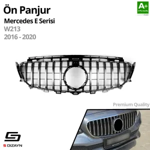 S-Dizayn Mercedes E-Class W213 Ön Panjur Parlak Siyah Piano Black GTR Model 2016-2020 - Görsel 2