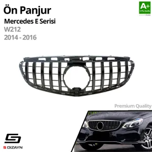 S-Dizayn Mercedes E-Class W212 Ön Panjur Parlak Siyah Piano Black GTR Model 2014-2016 thumb 2