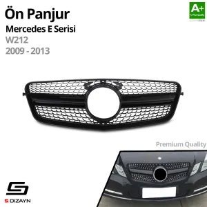 S-Dizayn Mercedes E-Class W212 Ön Panjur Parlak Siyah Piano Black Diamond Model 2009-2013 thumb 2
