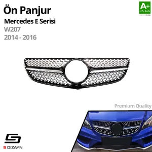 S-Dizayn Mercedes E-Class W207 Ön Panjur Parlak Siyah Piano Black Diamond Model 2014-2016 thumb 2