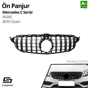 S-Dizayn Mercedes C-Class W205 Ön Panjur Parlak Siyah Piano Black GTR Model 2019 Üzeri - Görsel 2