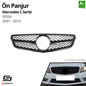 S-Dizayn Mercedes C-Class W204 Ön Panjur Parlak Siyah Piano Black AMG Model 2007-2014 - Görsel 2