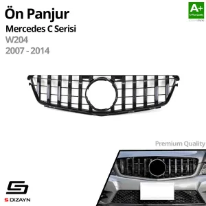 S-Dizayn Mercedes C-Class W204 Ön Panjur Parlak Siyah Piano Black GTR Model 2007-2014 - Görsel 2