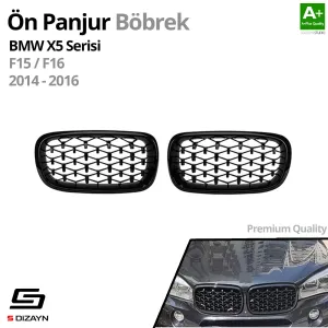 S-Dizayn Bmw X5 F15/F16 Ön Panjur Böbrek Parlak Siyah Piano Black Diamond Model 2014-2016 thumb 2