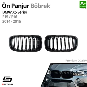 S-Dizayn Bmw X5 F15/F16 Ön Panjur Böbrek Parlak Siyah Piano Black M X5 Model 2014-2016 thumb 2
