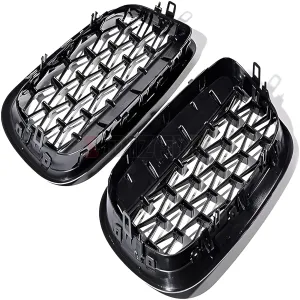 S-Dizayn Bmw X5 E70/E71/E72 Ön Panjur Böbrek Parlak Siyah Çerçeveli Krom Diamond Model 2007-2013 thumb 5