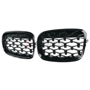 S-Dizayn Bmw X5 E70/E71/E72 Ön Panjur Böbrek Parlak Siyah Piano Black Diamond Model 2007-2013 - Görsel 4