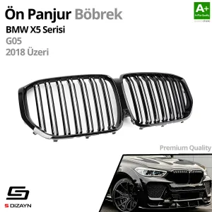 S-Dizayn Bmw X5 G05 Ön Panjur Böbrek Parlak Siyah Piano Black M X5 Model 2018 Üzeri thumb 2