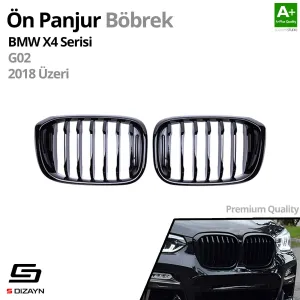 S-Dizayn Bmw X4 G02 Ön Panjur Böbrek Parlak Siyah Piano Black Düz Model 2018 Üzeri thumb 2